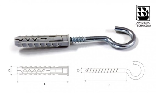 STALCO STROPNÝ HÁK + ČEP 10MM X 50MM