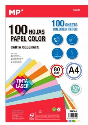 FAREBNÝ PAPIER A4 100 LISTOV MP