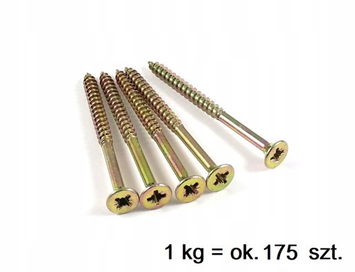 Skrutky do dreva kalené 5x70 mm 1kg POZINKOVANÉ, zlatožlté