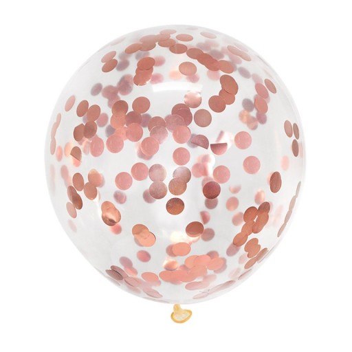 TRANSPARENTNÉ ZLATÉ RUŽOVÉ KONFETTI balóniky 12 KS BALÓN 30 CM RUŽOVÉ ZLATO