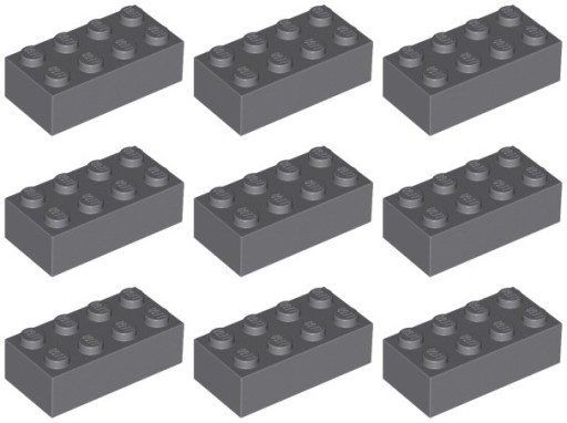 LEGO 3001 BRICK 2x4 tmavosivá (20g) 9 ks.