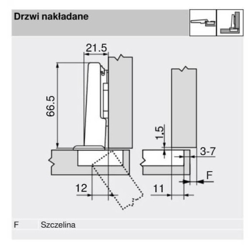 Záves bez pružiny BLUM 110 prekrytie 70T3550.TL