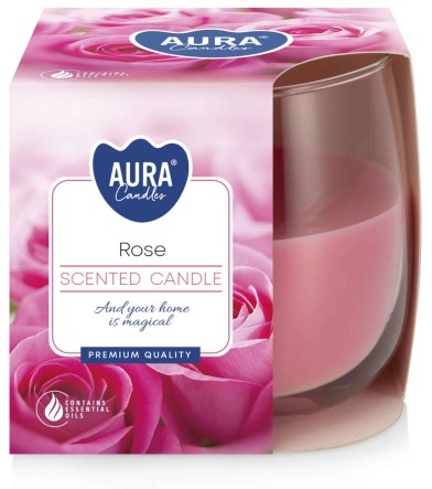 Vonná sviečka BISPOL Aura 24H ROSE v skle