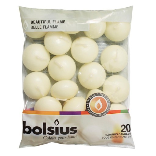 Plávajúce sviečky CREAM BOLSIUS, 20 kusov