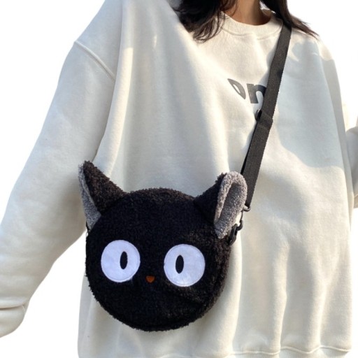 TAŠKA BLACK CAT, ČIERNA KOŽUŠINA, pre dámske dievčatá
