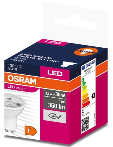 OSRAM LED HALOGÉNOVÁ ŽIAROVKA GU10 4,5W = 35W 4000K