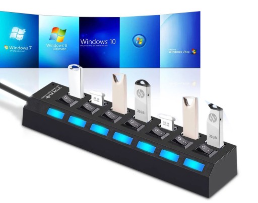 USB HUB 7 PORTOVÝ SPÍNAČ ROZDEĽOVAČA