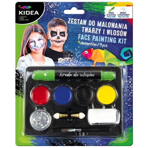 Sada 9 dielov na maľovanie na tvár a vlasy Kidea