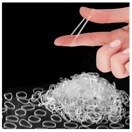 SILIKÓNOVÉ gumičky do vlasov, SILNÉ, ČÍRE, pre dievčatká, 1000g