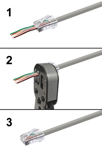 RJ45/8P8C zástrčka kat.6 UTP krútená dvojlinka drôt/lanko AWG24-26 priechodná 10ks