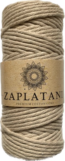 Béžová bavlnená struna pre Macrame 5mm 100m ECO