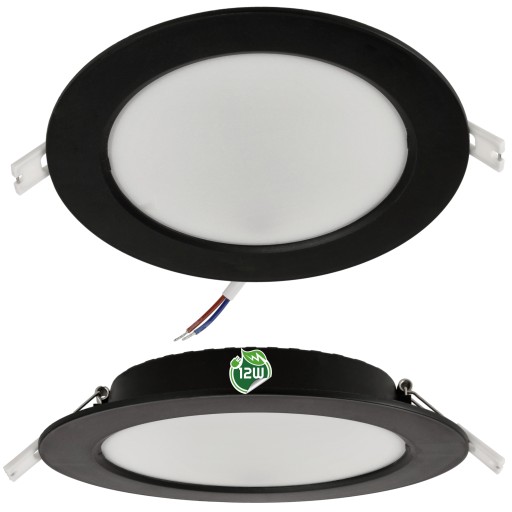 LED stropné svietidlo, zápustné, zápustné, 12W, 1200lm, 4000K, čierne