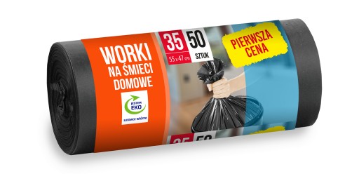 HDPE vrecia na odpadky 35L, ČIERNA - 50 KS.
