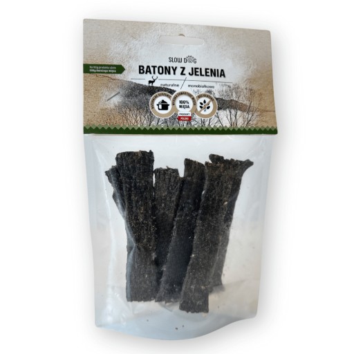 SLOW-DOG sušené prírodné pochúťky 100% - Jelení tyčinky 100g