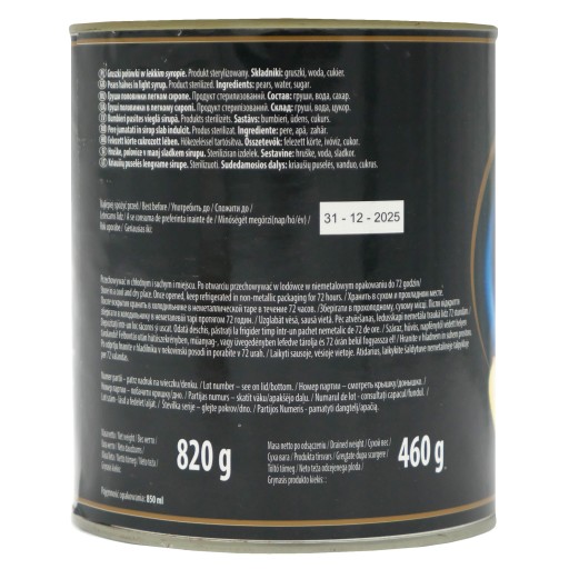 POLOVICE HRUŠIEK v light sirupe 820g