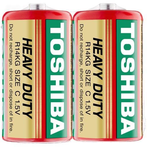 2x batérie TOSHIBA POWERFUL HEAVY DUTY R14 C 1,5V