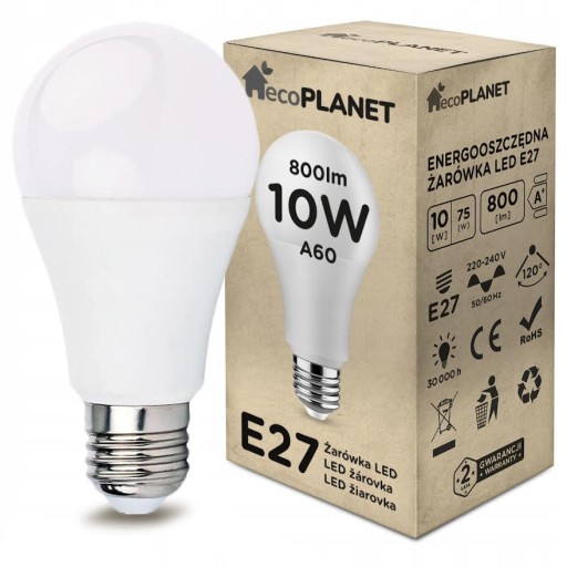 E27 10W LED žiarovka, neutrálna farba