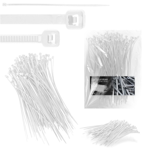 100x sťahovacie pásky Káblové pásky Zipsy 2,5 x 150 mm Silné UV sťahovacie pásky