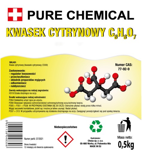 KYSELINA CITRÓNOVÁ E330 0,5kg 500g