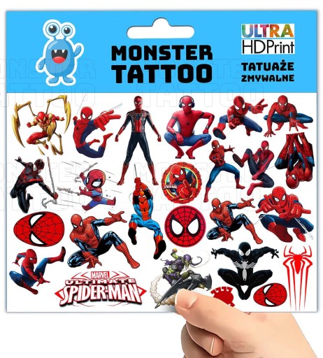 UMÝVAJÚCE DOČASNÉ TETOVANIE PRE DETI DETSKÝ SPIDERMAN ORIGINÁLNE DIZAJNY