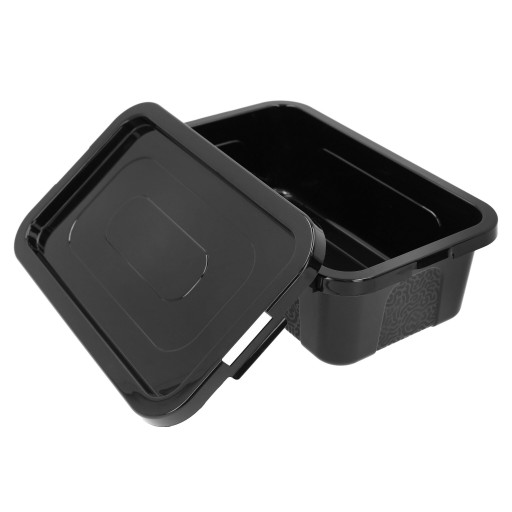 Organizér, plastový box, 4,5l, lesklý čierny, s vekom boxu
