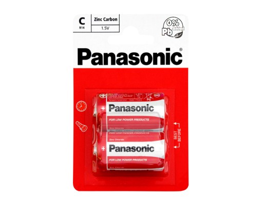 8x zinkovo-uhlíková batéria Panasonic C R14 1,5V