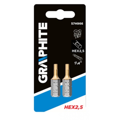 Skrutkovacie bity HEX 2,5 x 25 mm, 2 ks.