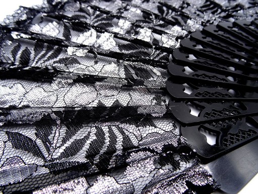 Čipkovaný vejár BLACK SILVER cena za 1 ks 8475