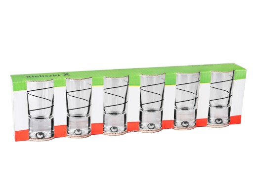 POHÁRE NA VODKU 6 ks X 25ml Špirála čierna SET