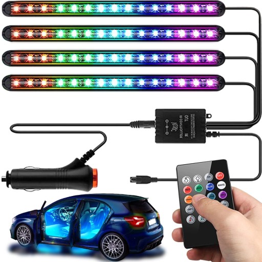 RGB LED OSVETLENIE DO INTERIÉRU AUTA PÁS KABÍNY + DIAĽKOVÉ OVLÁDANIE