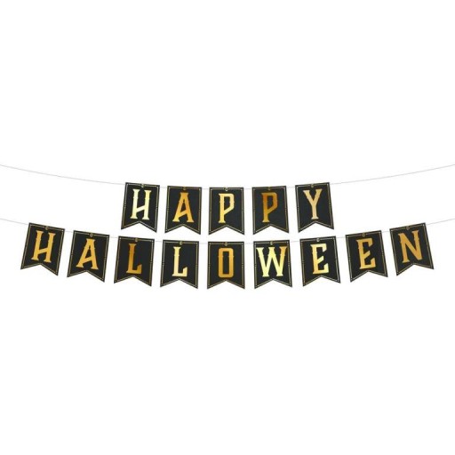BANNER Girlandový nápis HAPPY HALLOWEEN čierne zlato