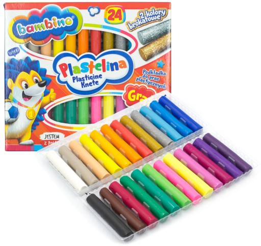 BAMBINO plastelína 24 farieb okrúhla + podložka