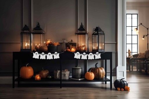 Halloweenska ozdoba na párty duchov veniec