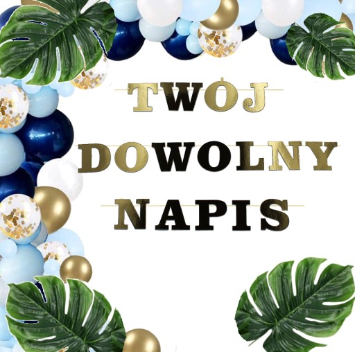 BANNER girlanda VÁŠ NÁVOD ľubovoľný text ZLATÁ