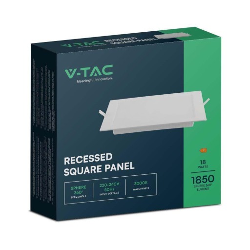V-TAC LED panelové vstavané prémiové stropné svietidlo 18W štvorcové 220x220 VT-61018 4