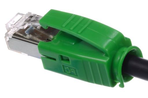 Zástrčka s krytom RJ45 6 6A FTP zelená Telegartner