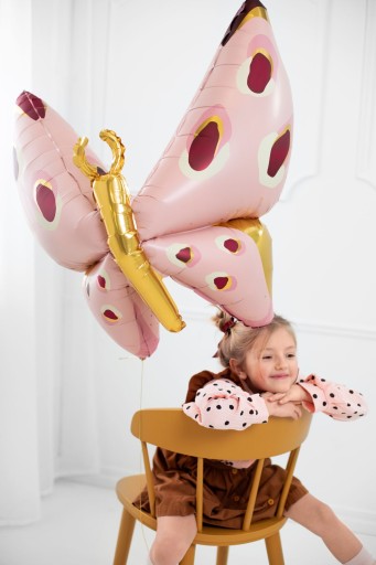 Fóliový balón BUTTERFLY, ružový, veľký, 120 cm, na HEL