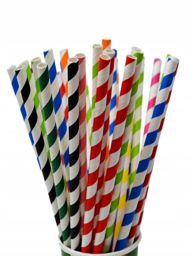 Jednorazové ekologické papierové slamky mix FAREBNÉ PRUHY 6x197mm 250 ks