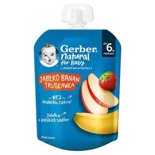 Gerber mousse Jablko banán jahoda po 6 mesiacoch 80g