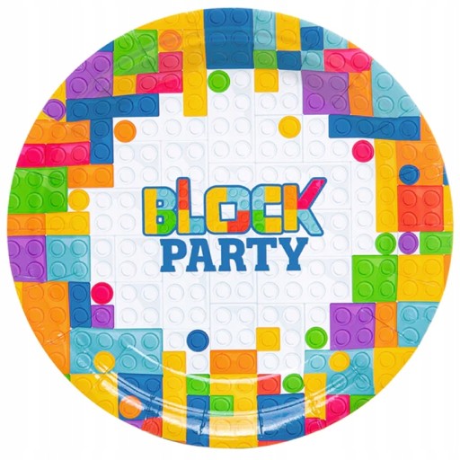 papierové taniere, narodeninové bloky, 6 LEGO dielikov
