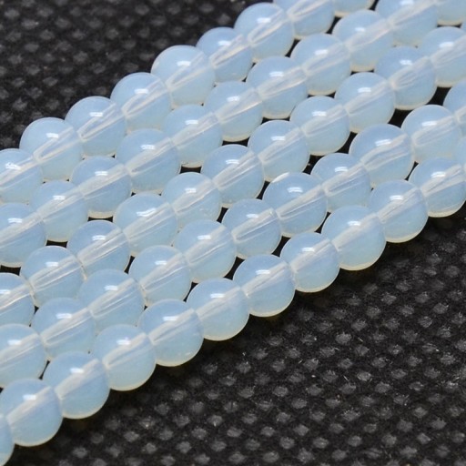Syntetické opalitové korálky, trieda AA, okrúhle, biele, 6 mm, cca 50ks/nič