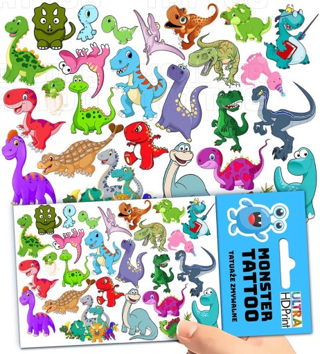 UMÝVAJÚCE DOČASNÉ TETOVANIE PRE DETI DETI DINOSAURY ORIGINÁLNE DIZAJNY