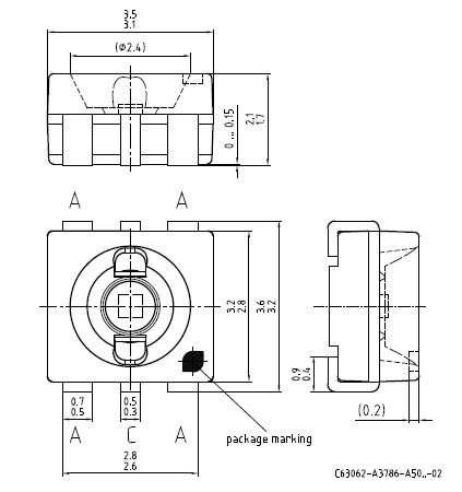 SMD LED OSRAM LY G6SP, ŽLTÁ, PLCC-6