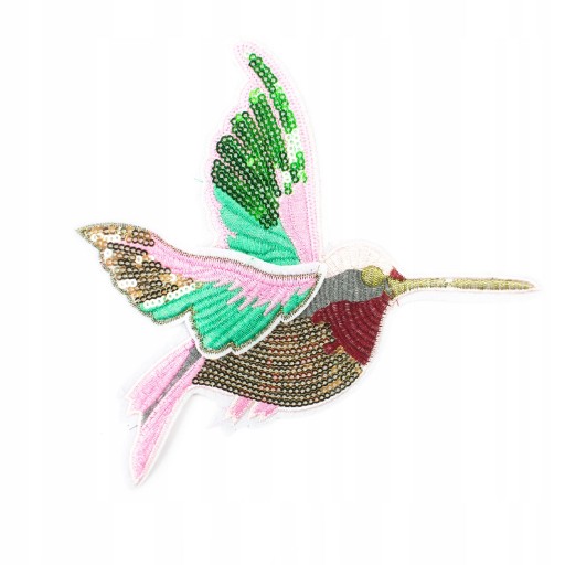 Nášivka Kolibrík Bird Bird 2 ks Flitrové nášivky