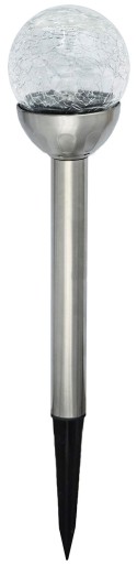 Záhradné solárne svietidlo KULA z matného SKLA, 2 LED, biela/farba P-482