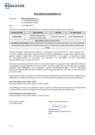 RUKAVICE NITRILOVÉ BEZ PÚDROVÉ RUKAVICE ČIERNA MERCATOR NITRYLEX 100 ks XS