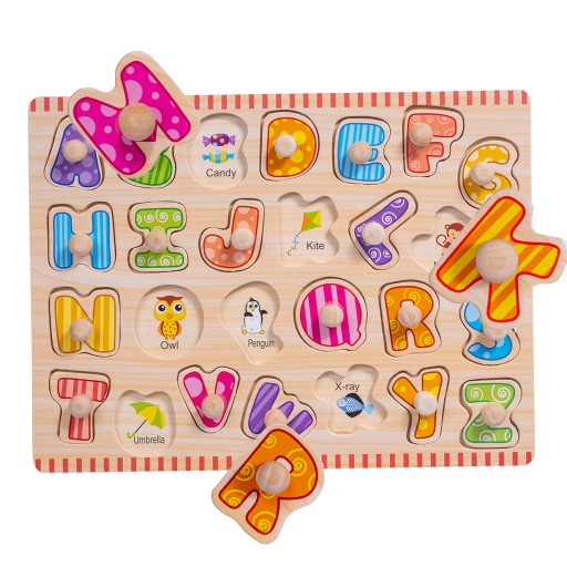 DREVENÉ PUZZZLE S RÚČKAMI PÍSMENA 2+