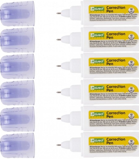 D.Rect rýchloschnúce korektorové pero 12ml x 6 kusov