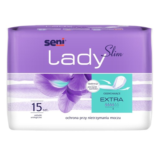 Seni Lady Slim Extra urologické vložky pre ženy 15 ks. Rozmer 14 x 29,5 cm