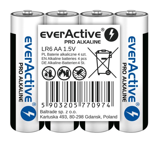 LR6 AA alkalické batérie everActive PRO - 4 ks.